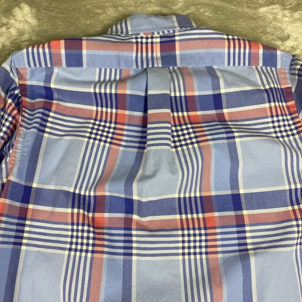 Polo Ralph Lauren Men's Medium Madras Plaid Button Down Flesh Pony Shirt
